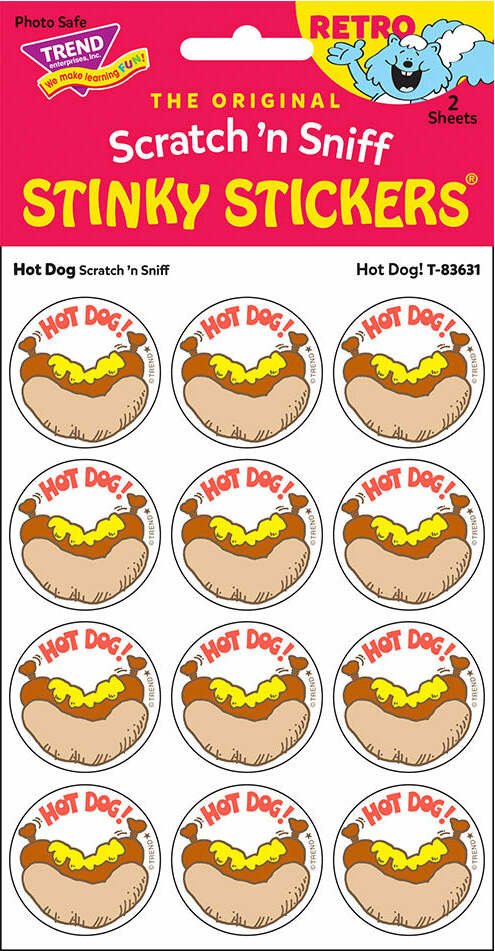 Hot Dog! - Hot Dog scent Retro Scratch 'n Sniff Stinky Stickers (24 Ct)