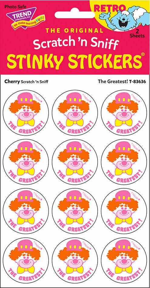 The Greatest! - Cherry scent Retro Scratch 'n Sniff Stinky Stickers (24 Ct)