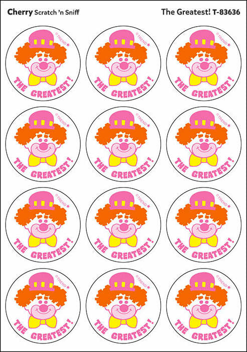 The Greatest! - Cherry scent Retro Scratch 'n Sniff Stinky Stickers (24 Ct)