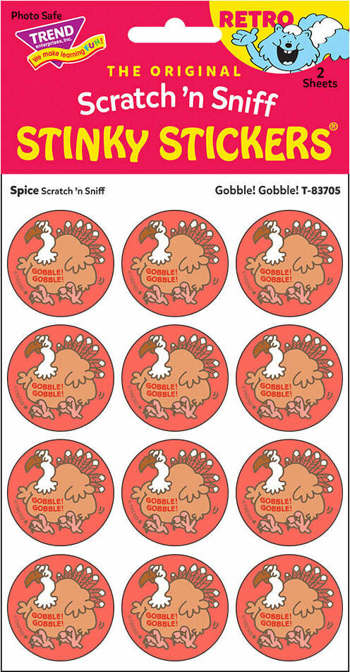 Gobble! Gobble! - Spice scent Retro Scratch 'n Sniff Stinky Stickers (24 Ct)