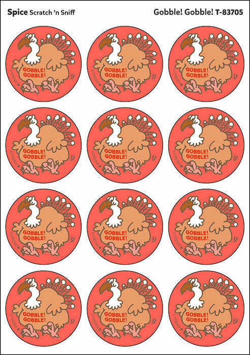 Gobble! Gobble! - Spice scent Retro Scratch 'n Sniff Stinky Stickers (24 Ct)