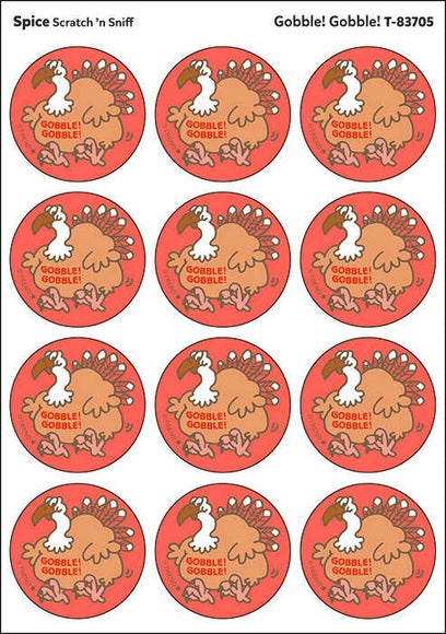 Gobble! Gobble! - Spice scent Retro Scratch 'n Sniff Stinky Stickers (24 Ct)