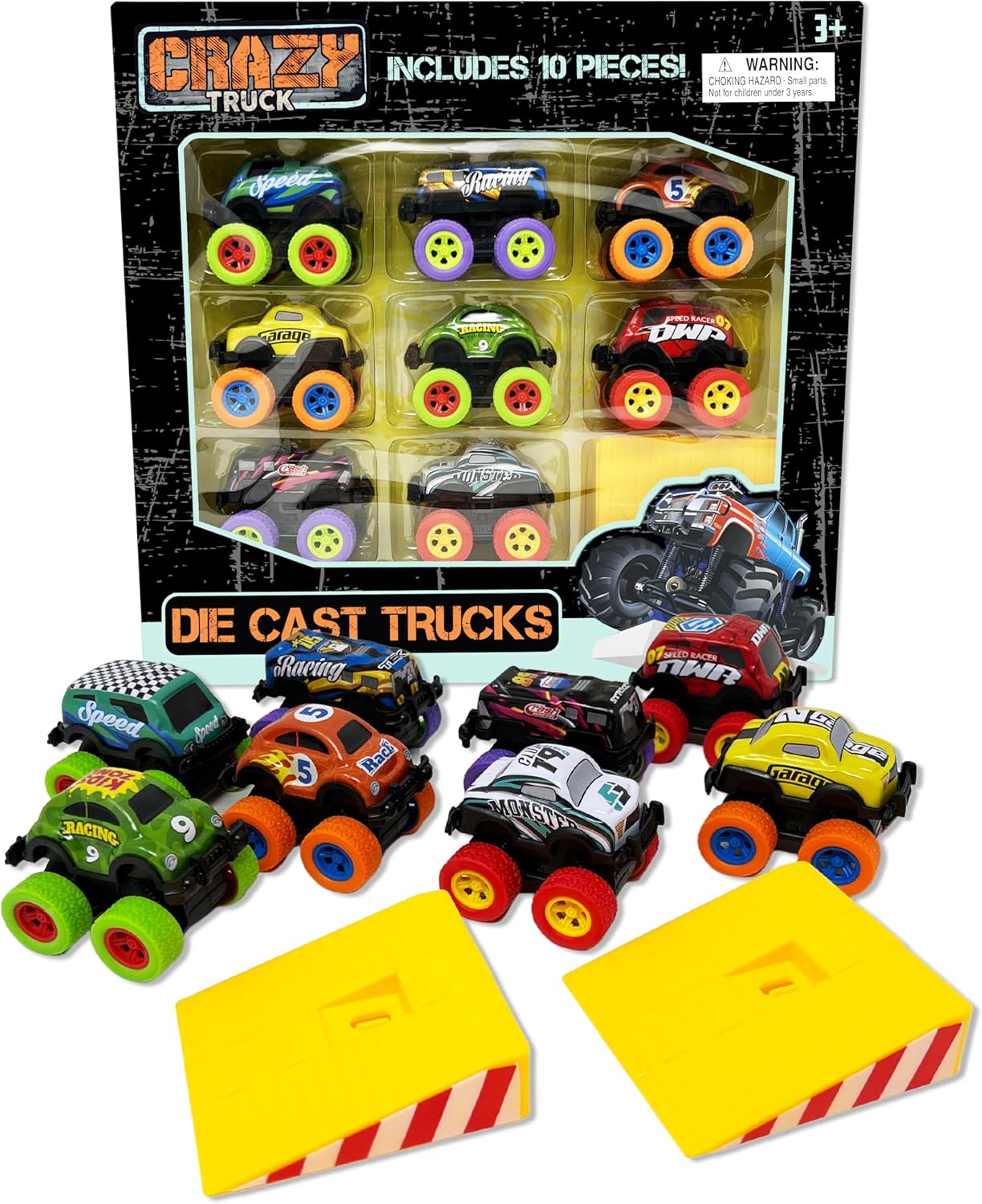 Crazy Truck! Die Case Pull Back Trucks - 10 pc set