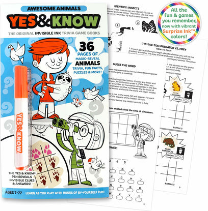 The Original Yes and Know Invisible Ink Trivia Game Books: Awesome Animals