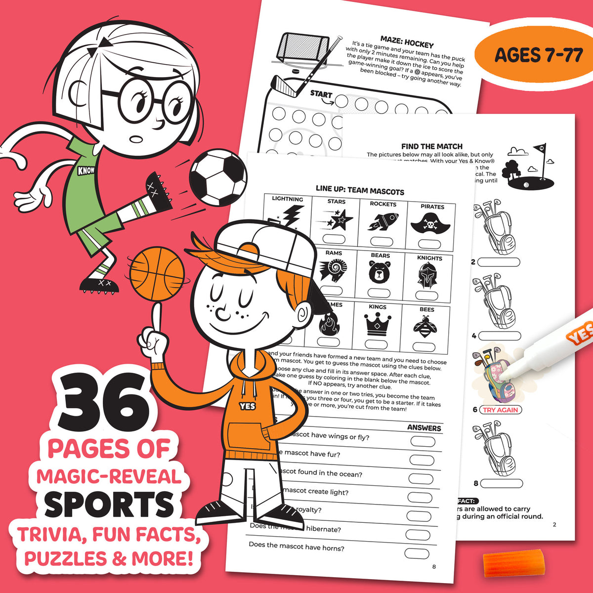 The Original Yes and Know Invisible Ink Trivia Game Books: Spectacular Sports