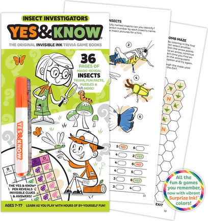 The Original Yes and Know Invisible Ink Trivia Game Books: Insect Investigators