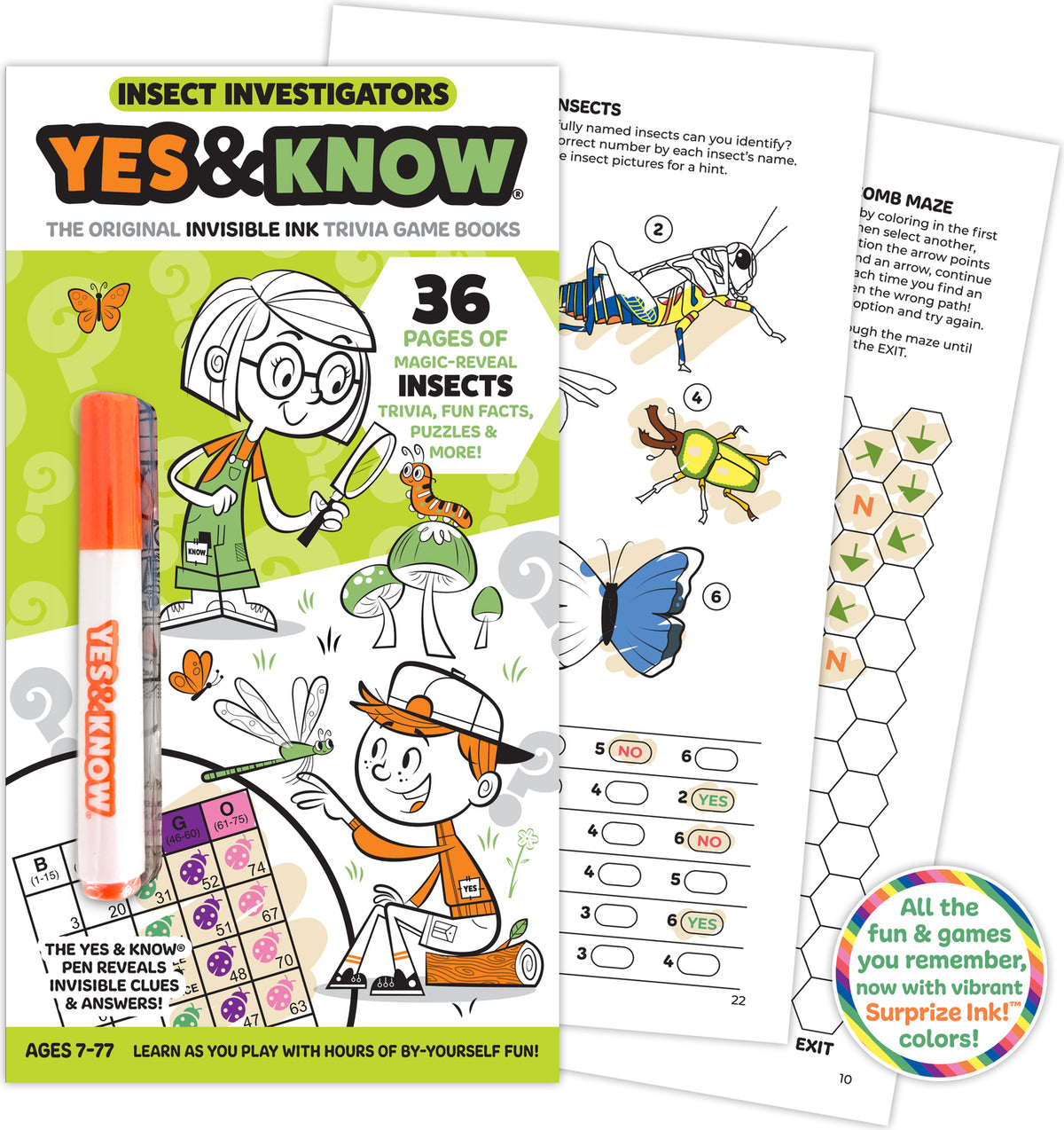 The Original Yes and Know Invisible Ink Trivia Game Books: Insect Investigators