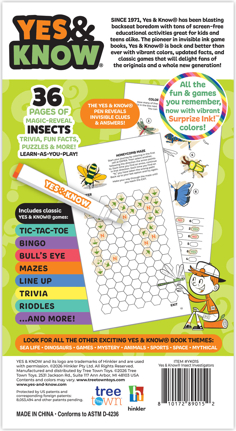 The Original Yes and Know Invisible Ink Trivia Game Books: Insect Investigators