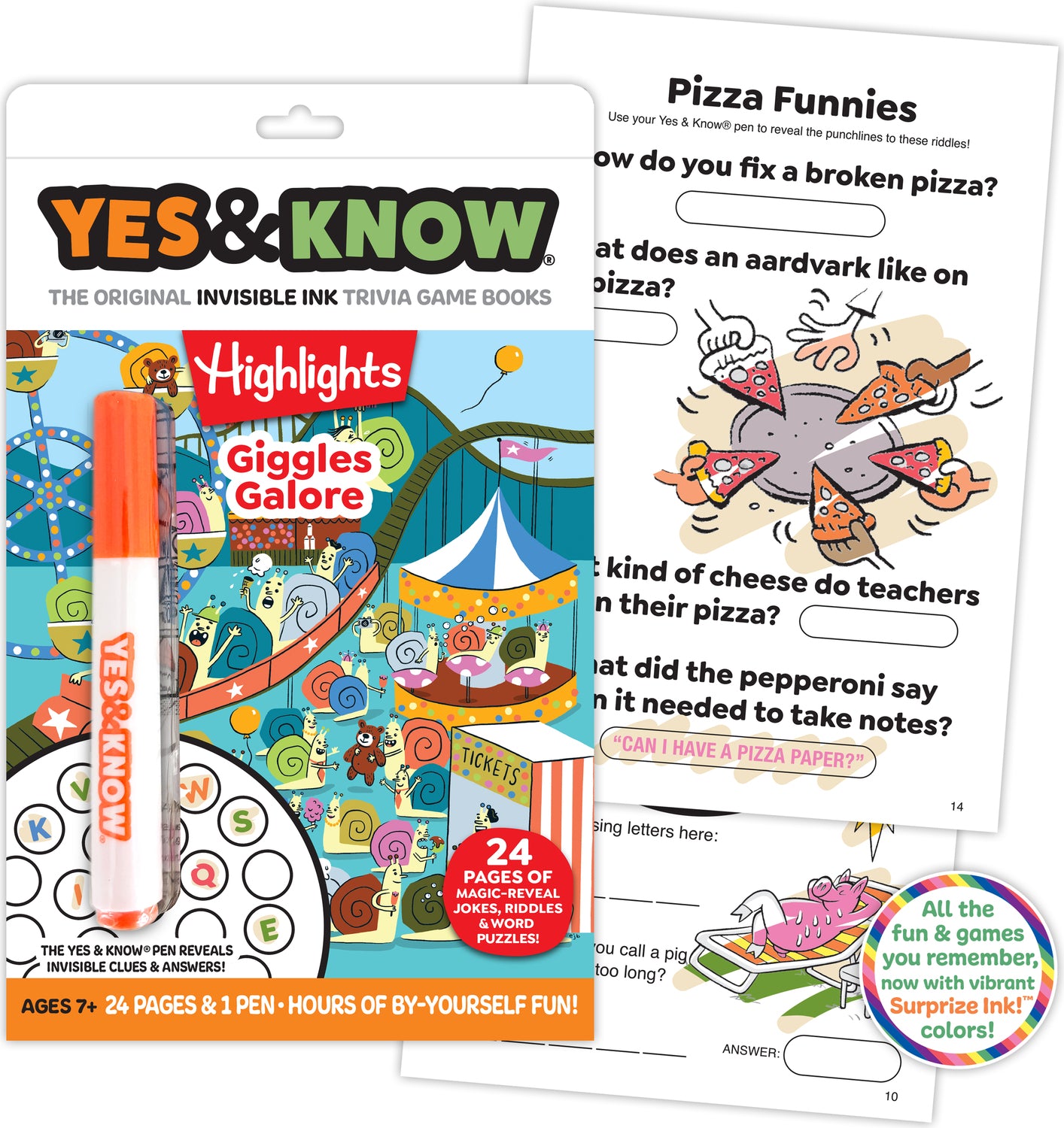 The Original Yes and Know Invisible Ink Trivia Game Books: Highlights Giggles Galore