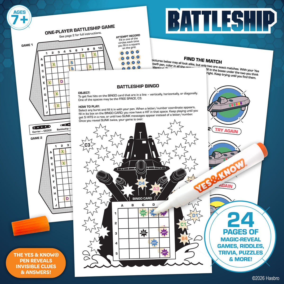 The Original Yes and Know Invisible Ink Trivia Game Books: Battleship