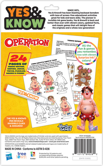 The Original Yes and Know Invisible Ink Trivia Game Books: Operation