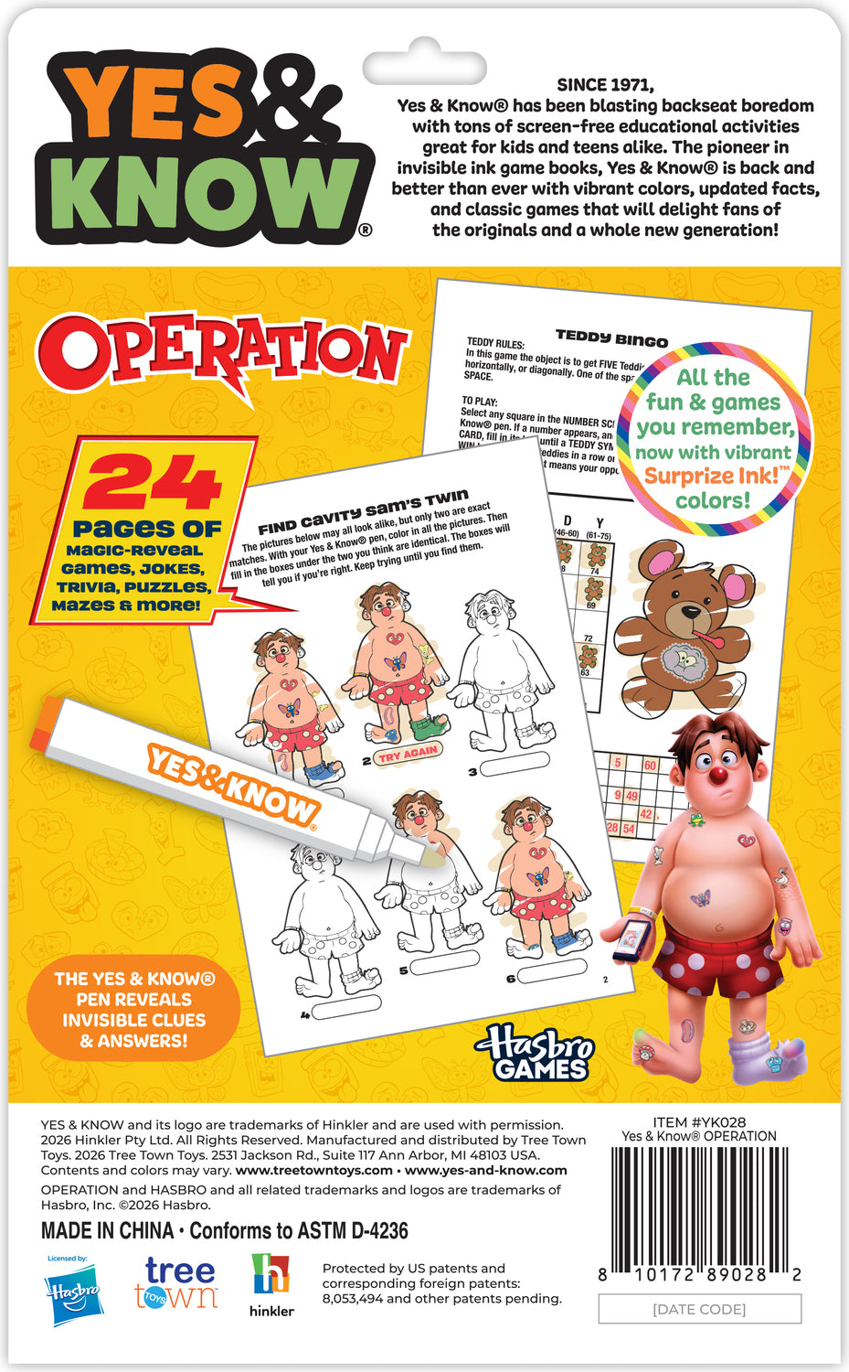 The Original Yes and Know Invisible Ink Trivia Game Books: Operation