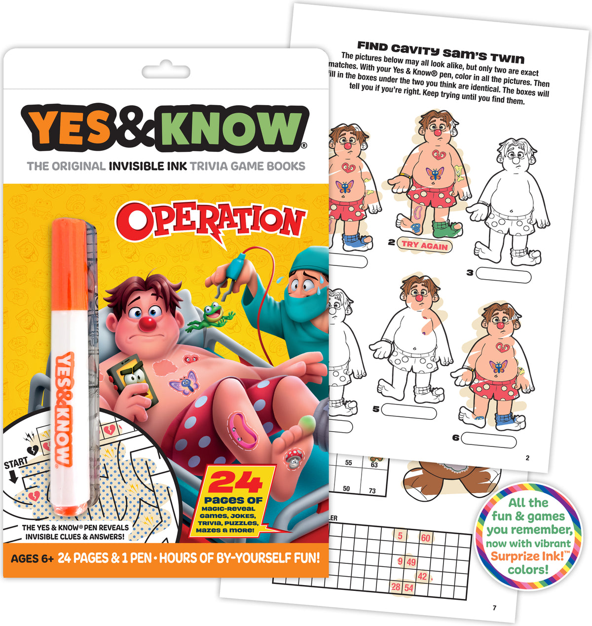 The Original Yes and Know Invisible Ink Trivia Game Books: Operation