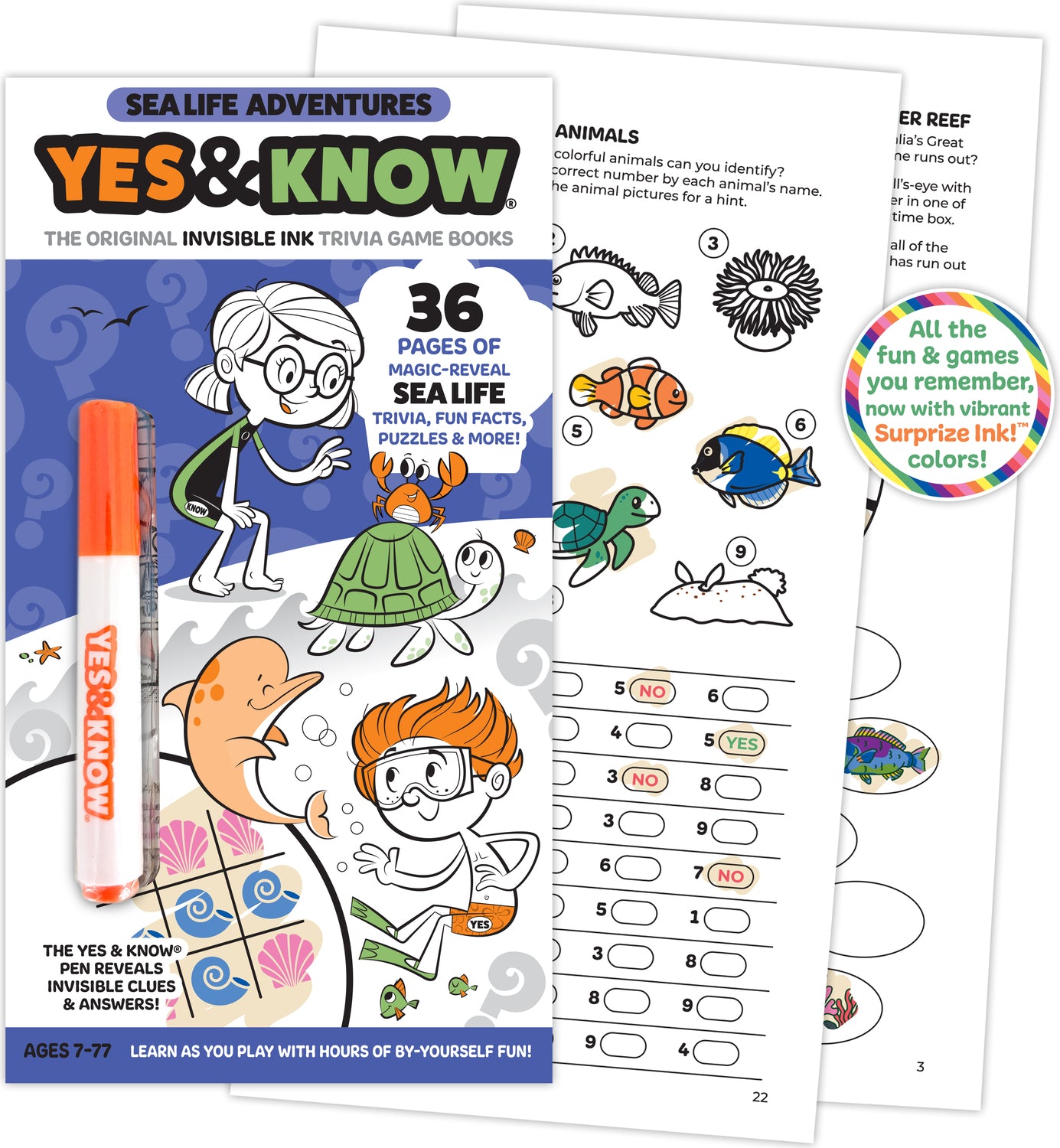 The Original Yes and Know Invisible Ink Trivia Game Books: Sea Life Adventures
