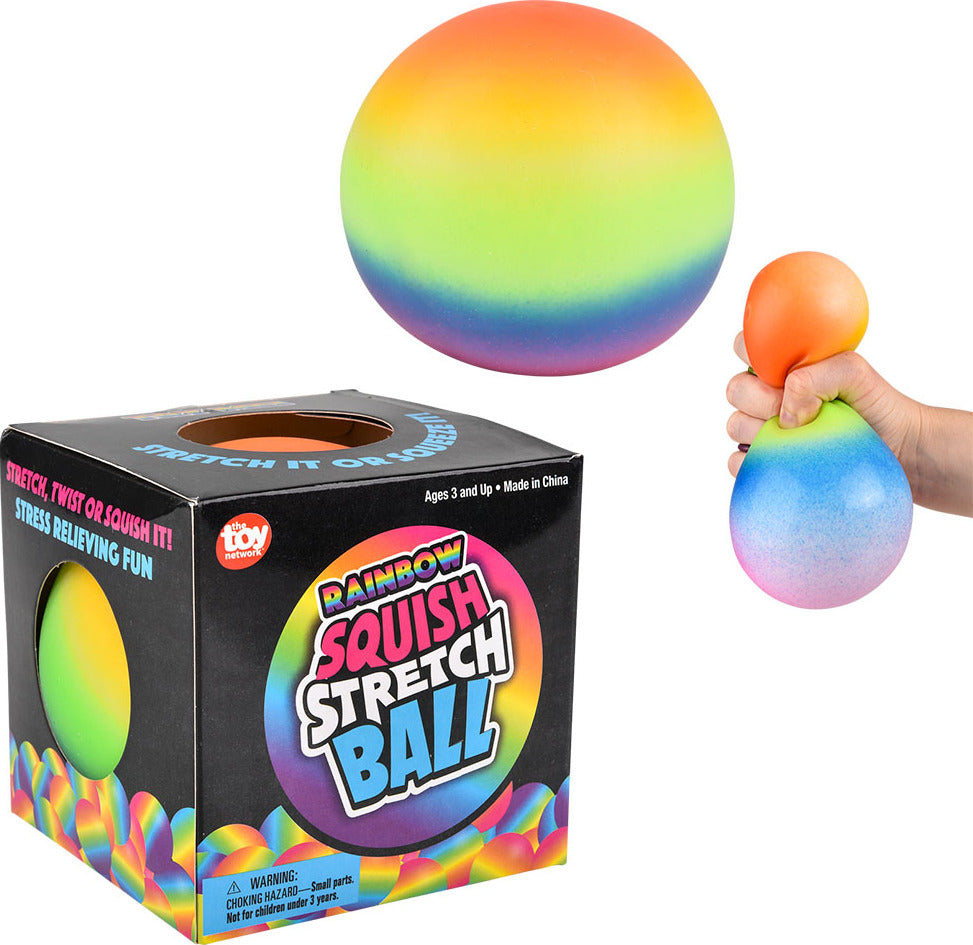 4" Squish and Stretch Rainbow Gummi Ball
