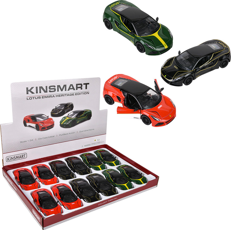 5" Diecast Pull Back Lotus Emira Heritage 12ct