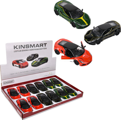 5" Diecast Pull Back Lotus Emira Heritage 12ct