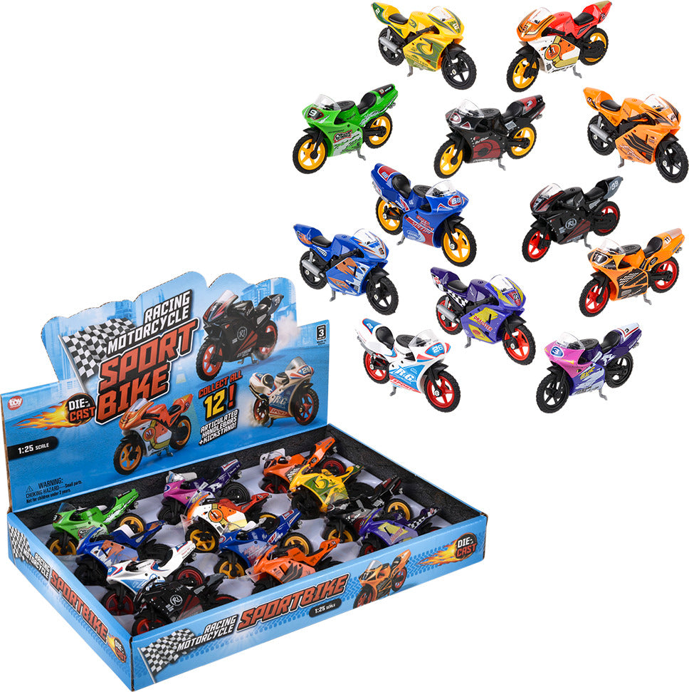 3.5" Diecast Sportsbike Motorcycle 12ct