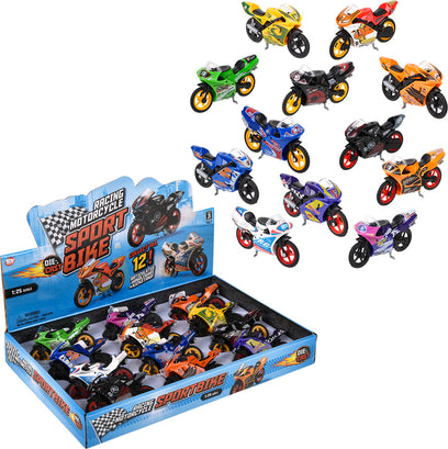 3.5" Diecast Sportsbike Motorcycle 12ct