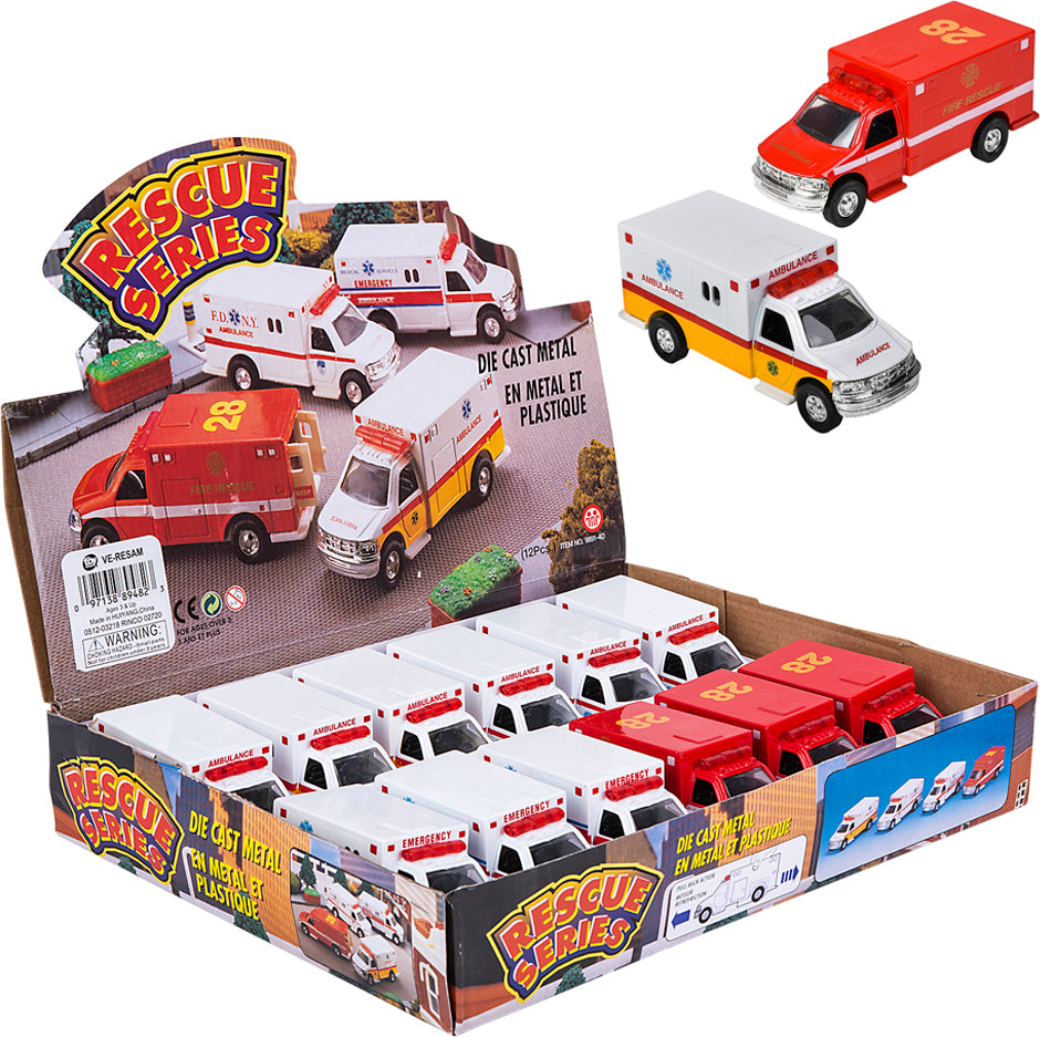 5" Die-cast Pull Back Rescue Ambulance