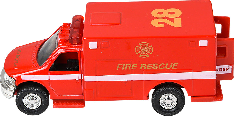 5" Die-cast Pull Back Rescue Ambulance
