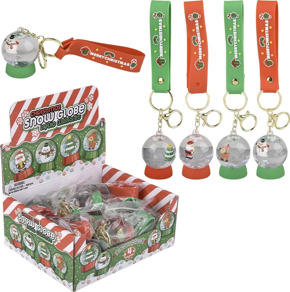 2" Christmas Liquid Snow Globe Wristlet Clip Oon