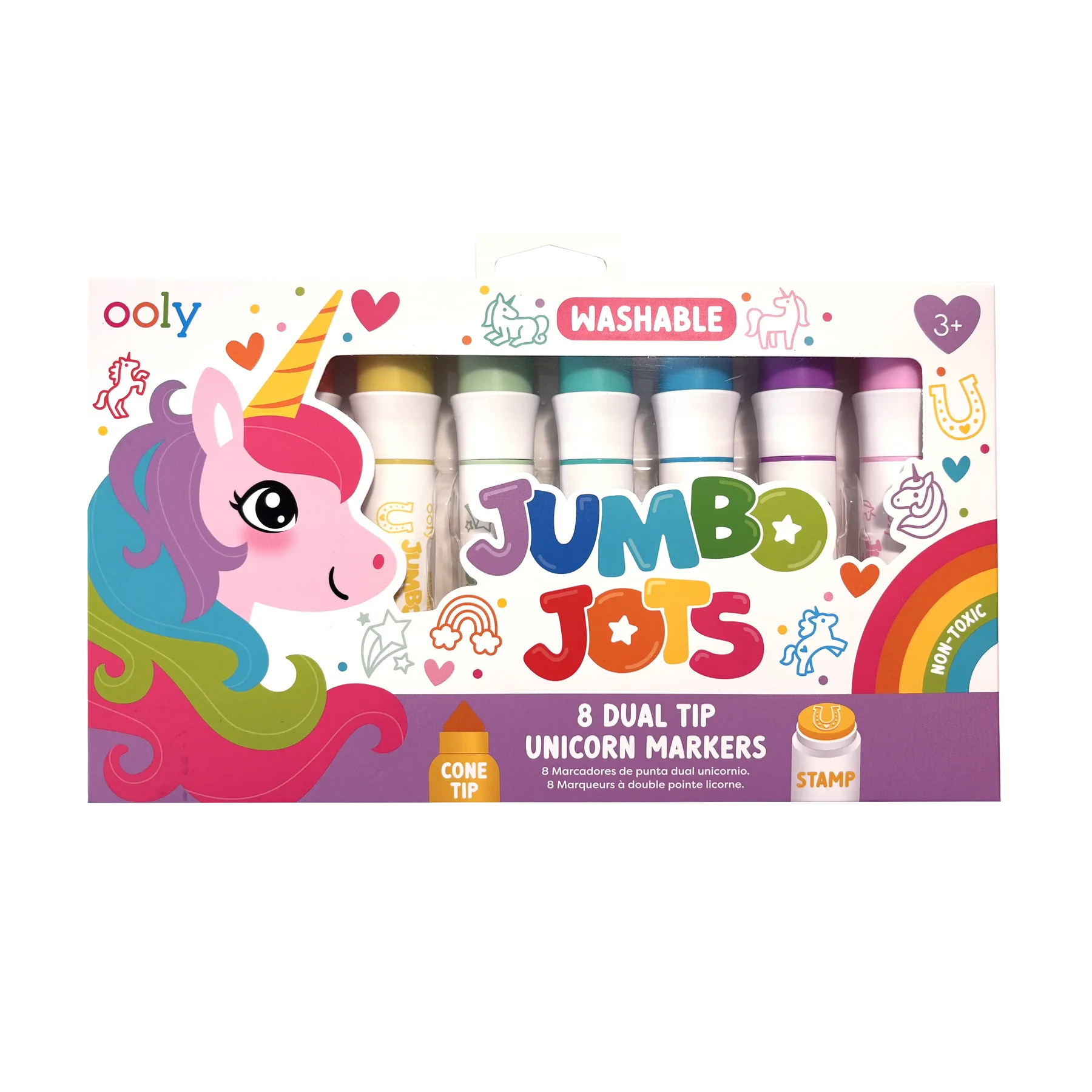 Jumbo Jots Dual Tip Cone & Stamp Markers - Unicorn