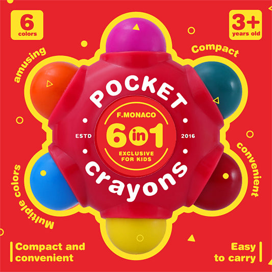 6-in-1 Pocket Crayons (3 pods, 11 colors, 1 eraser)