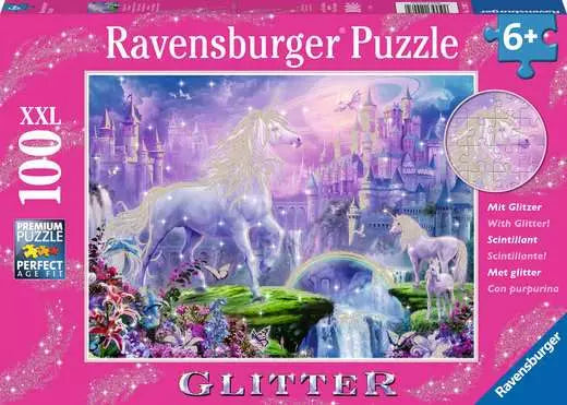 Unicorn Kingdom Glitter Puzzle, 100 pc
