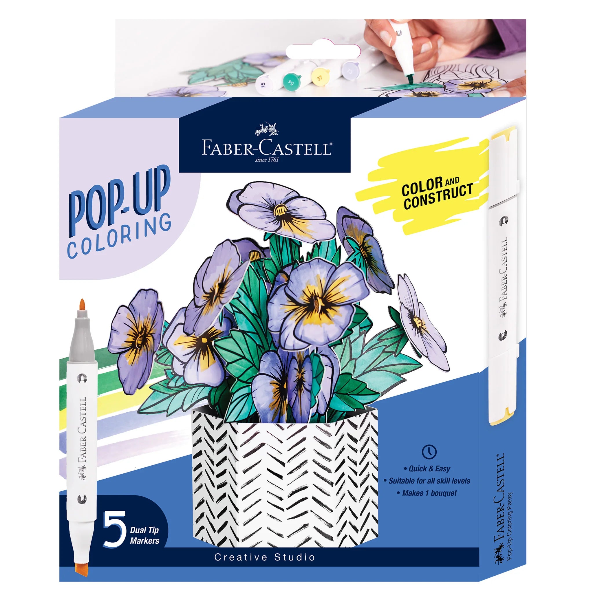 Pop Up Coloring Bouquet - Pansies