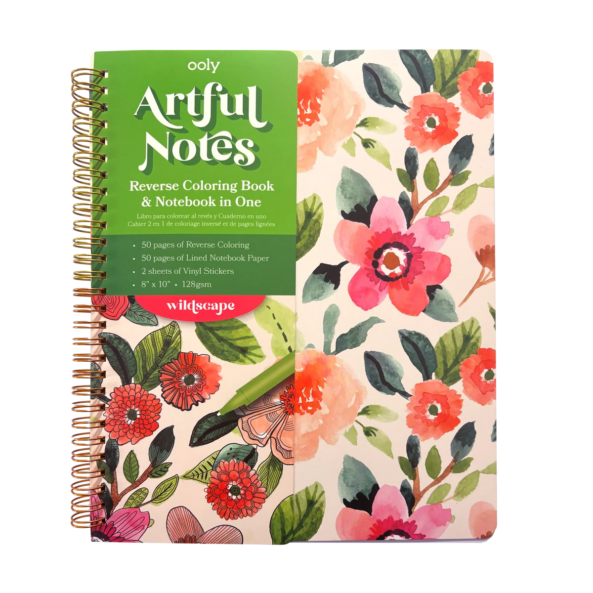 Artful Notes Reverse Coloring Book - Wildscape