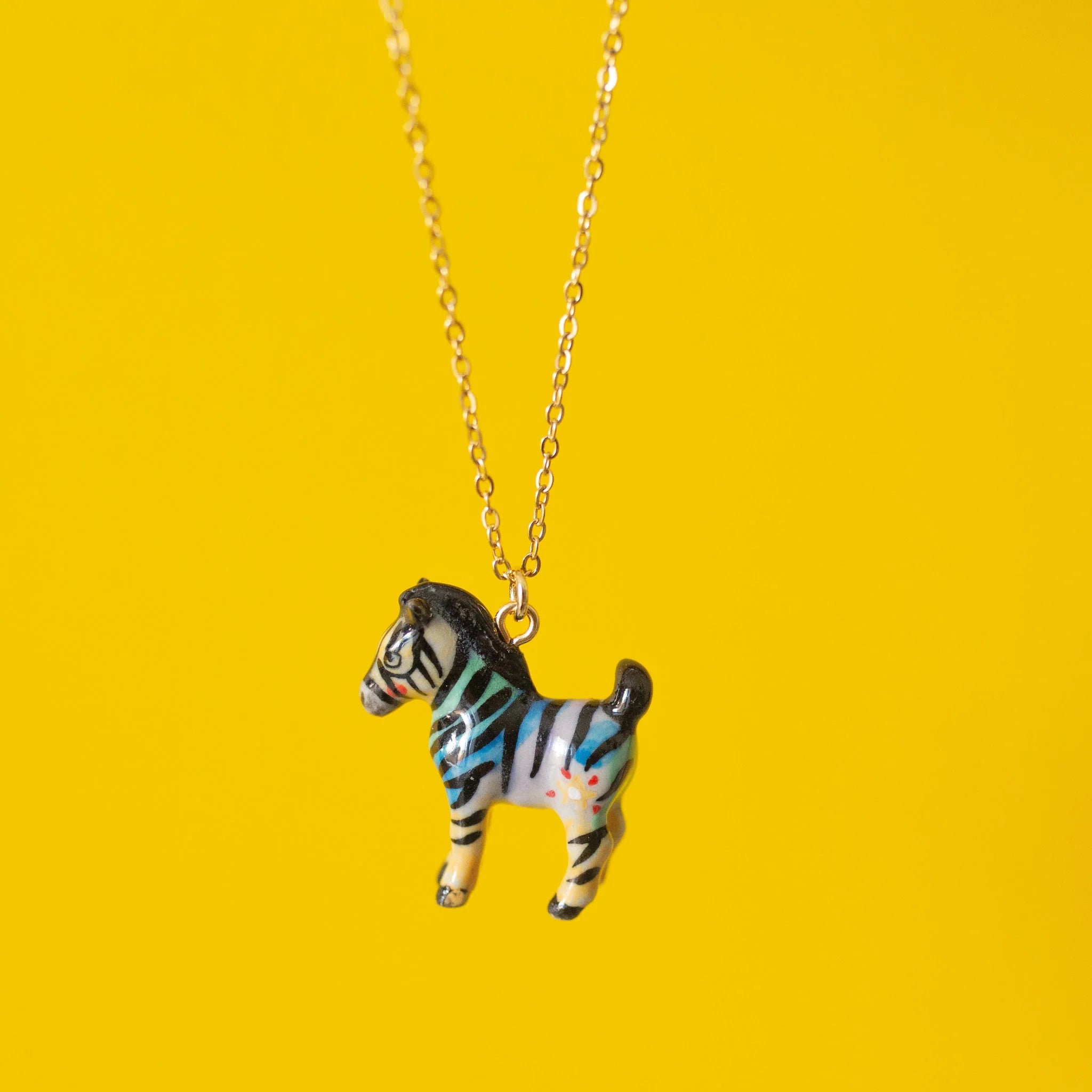 Golden Rainbow Zebra Necklace