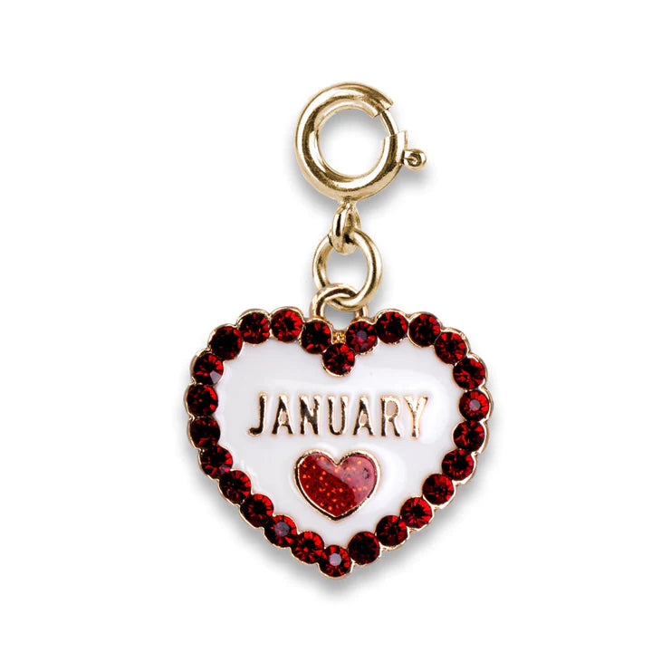 January Birth Stone Heart Charm