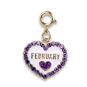 February Birth Stone Heart Charm