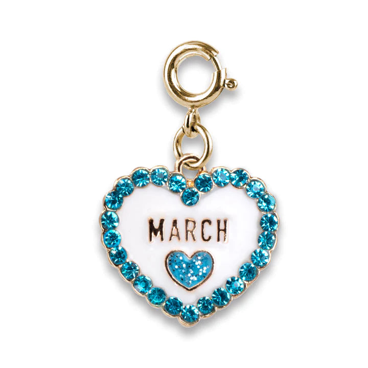 Gold March Birth Stone Heart Charm