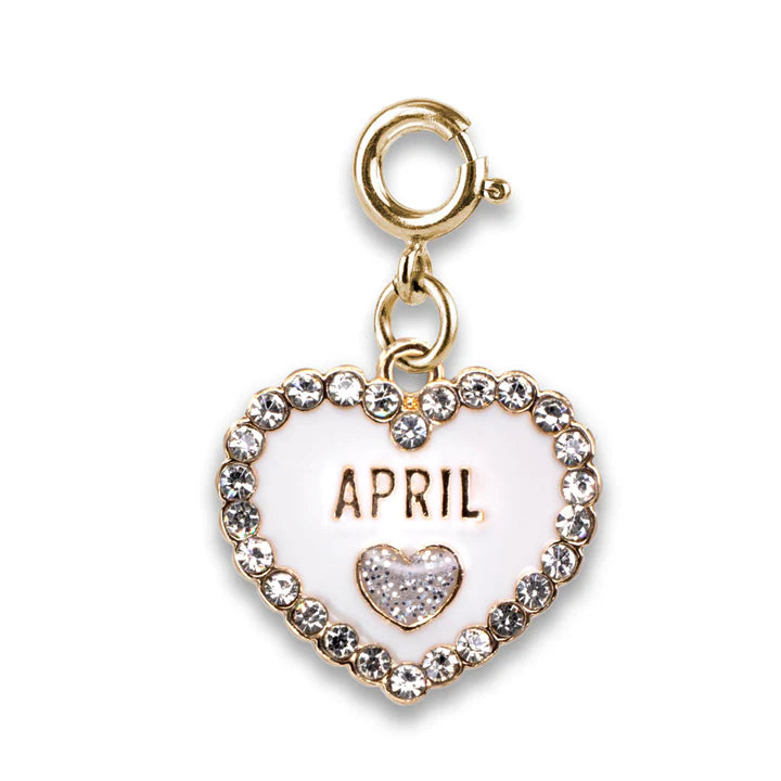 Gold April Birth Stone Heart Charm