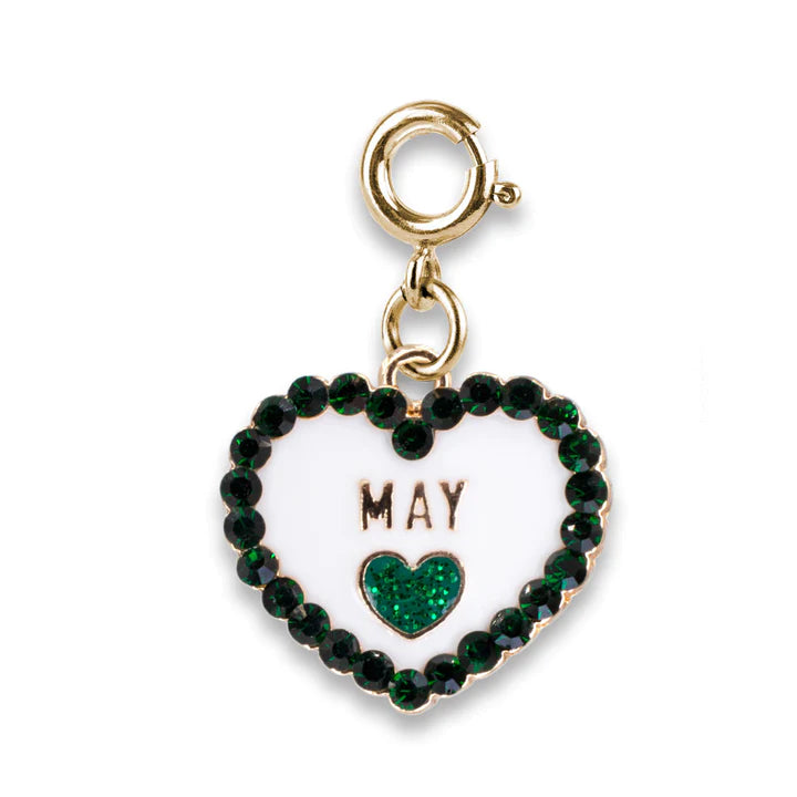 Gold May Birth Stone Heart Charm