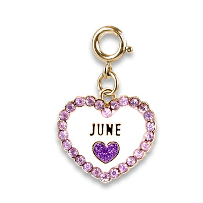 June Birth Stone Heart Charm