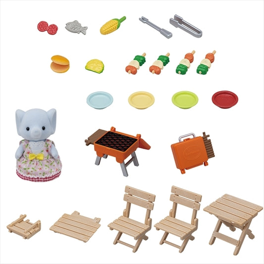 Calico Critters BBQ Picnic with Elephant Girl Set