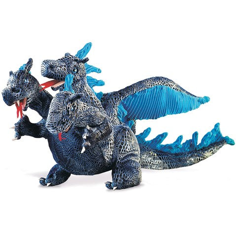 Three-Headed Blue Dragon Puppet