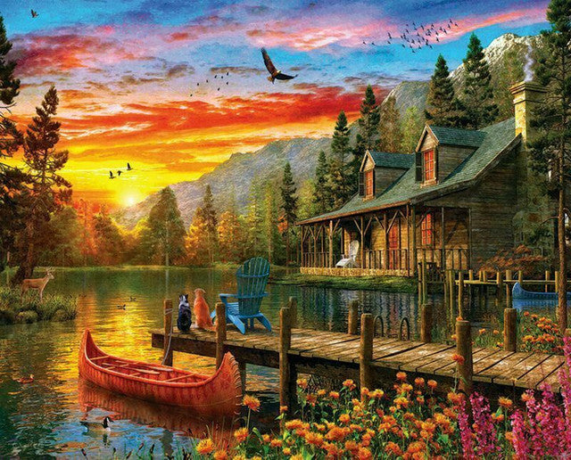 Cabin Evening Sunset 1000 Pc Puzzle