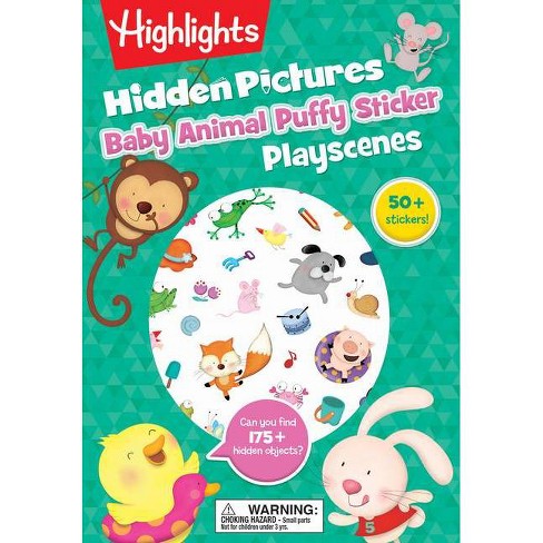Highlights Hidden Pictures Baby Animal Puffy Sticker Playscenes