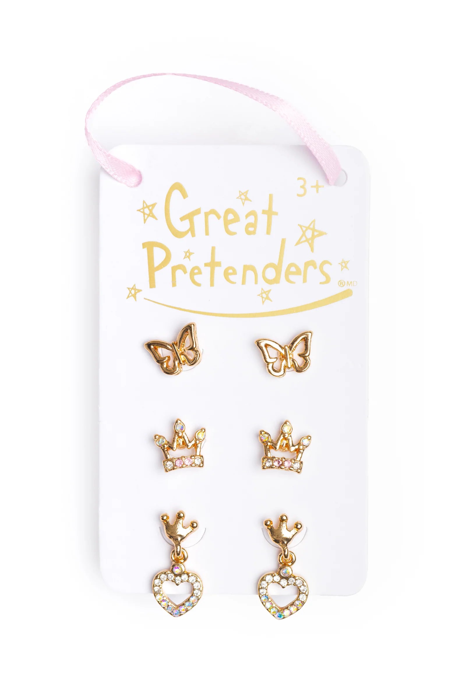 Boutique Royal Crown Studded Earrings, 3 Set