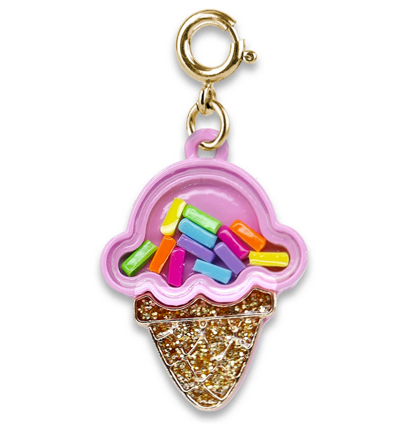 Gold Ice Cream Cone Shaker Charm