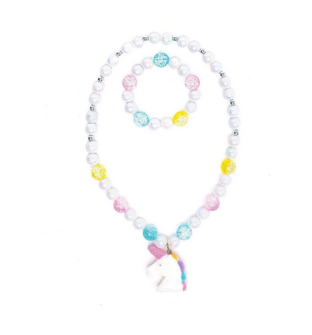 White Unicorn Necklace and Bracelet Set