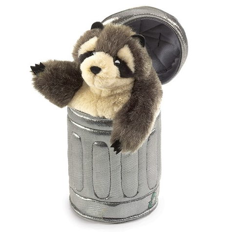 Raccoon in Garbage Can Puppet