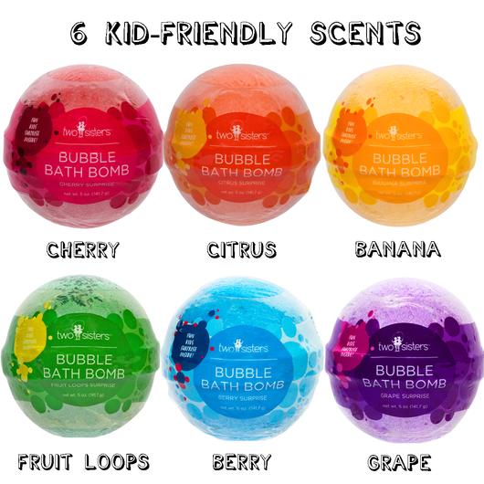 6-pack Kids Bubble Bath Bomb Set with Squishy Toy Surprises