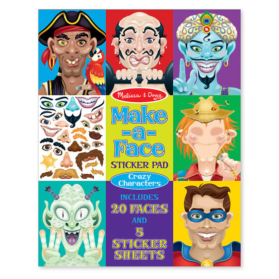 Make A Face Crazy Characters Sticker Pad